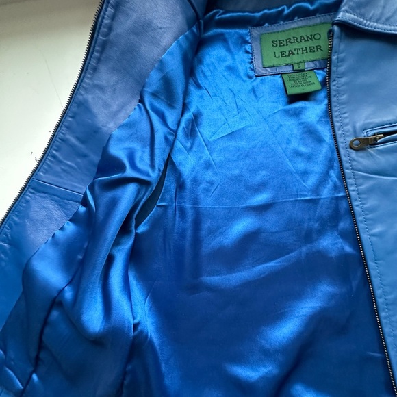 BLUE LEATHER VEST. Fully lined. Blue. SERRANO size S - Picture 6 of 10